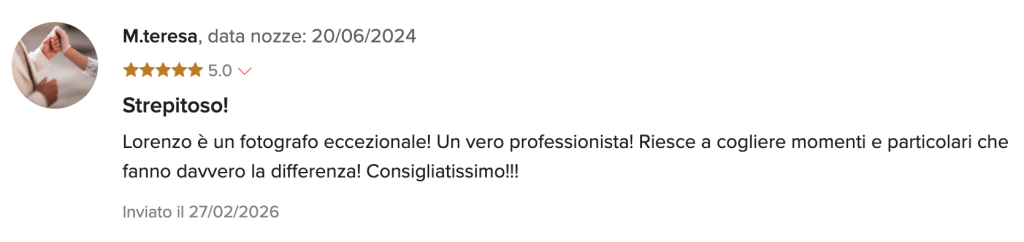 Recensione di M.teresa su matrimonio.com