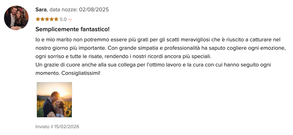 Recensione di Sara su matrimonio.com