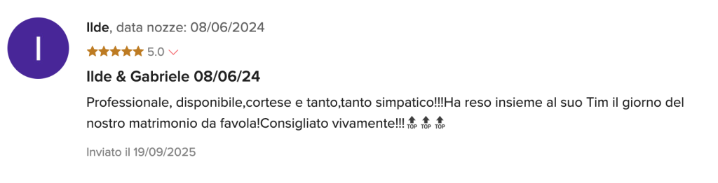Recensione di Ilde e Gabriele su matrimonio.com