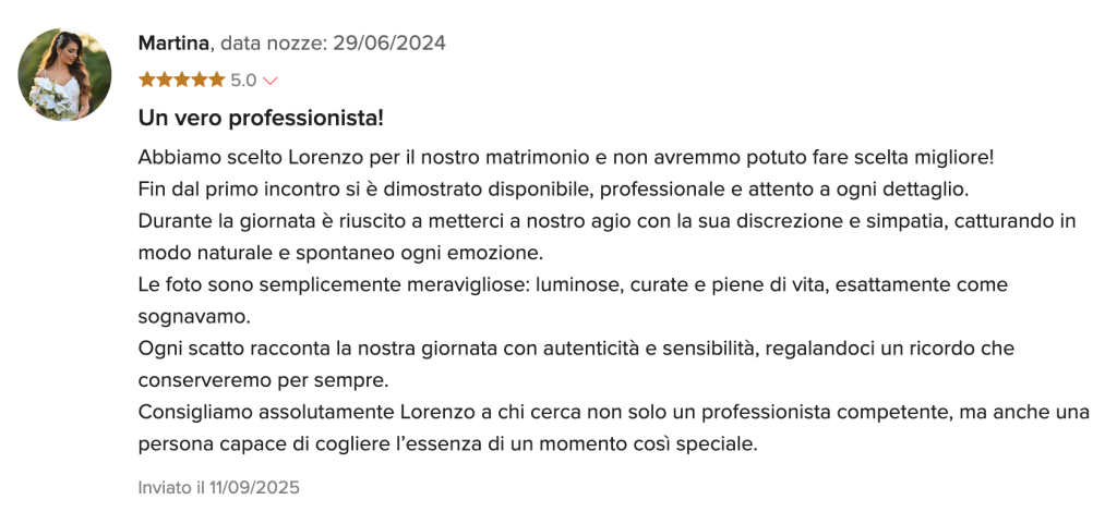 Recensione di Martina su matrimonio.com
