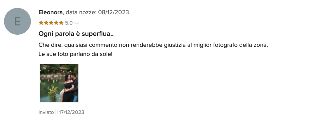 Recensione di Eleonora su matrimonio.com